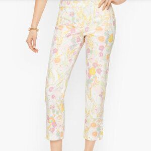 NWT Talbots Perfect Crop Pants Abstract Floral Print Wormens Size 6 Preppy